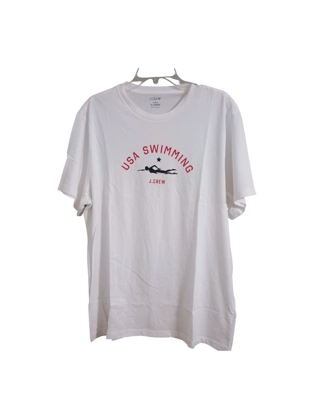 NWT J. Crew White Short Sleeve Tee with USA Swimming Graphic Preppy Size XXL 2XL - Picture 3 of 6